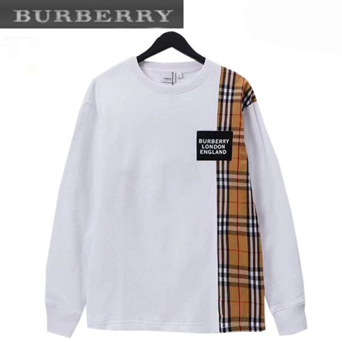 BURBERRY-11308 버버리 화이트 체크 무늬 디테일 스웨트셔츠 남성용