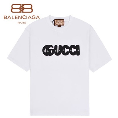 GUCC*-022813 구찌 블랙 구찌 X 발렌시아가 콜라보 GUCCI 프린트 장식 티셔츠 남여공용