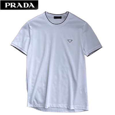 PRAD*-03189 프라다 블루 코튼 티셔츠 남성용