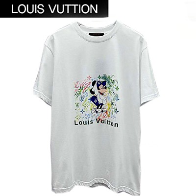 LOUIS VUITT**-03215 루이비통 블랙 모노그램 프린트 장식 티셔츠 남성용