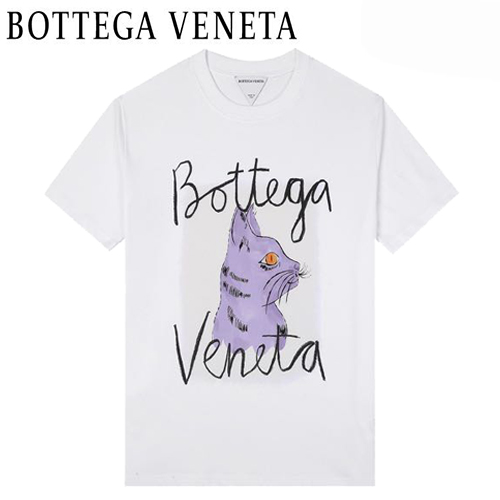 BOTTEGA VENE**-04079 보테가 베네타 화이트/퍼플 프린트 장식 티셔츠 남성용