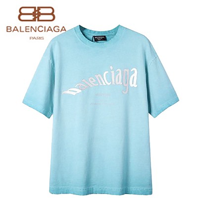 BALENCIA**-04207 발렌시아가 베이지 프린트 장식 빈티지 티셔츠 남성용