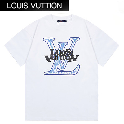 LOUIS VUITTON-042015 루이비통 블랙 LV 시그니처 프린트 장식 티셔츠 남여공용