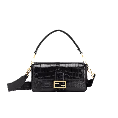 [스페셜오더]FENDI-8BR600 펜디 도브 그레이 악어가죽 미디엄 바게트 백