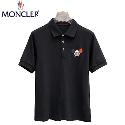 MONCLER-05054 몽클레어 블랙 아플리케 장식 폴로 티셔츠 남성용