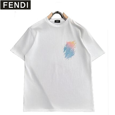 FENDI-05106 펜디 화이트 FF 프린트 장식 티셔츠 남성용