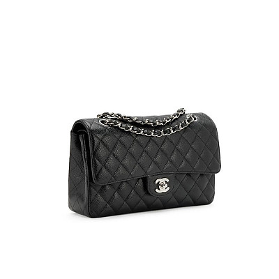 CHANEL-A01112 샤넬 에메랄드 그린 램스킨 클래식 11.12 미디엄 플랩 백 25.5cm Silver-Tone Metal