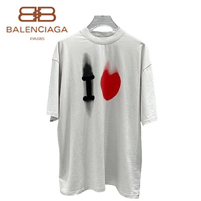 BALENCIAGA-05142 발렌시아가 블랙 프린트 장식 티셔츠 남여공용