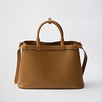 PRADA-1BA417 프라다 블랙 더블 벨트 미디엄 핸드백 35cm