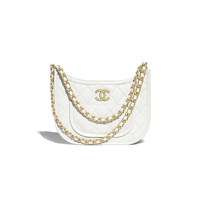 CHANEL-AS4666 샤넬 24P 화이트 카프스킨 호보백 24cm