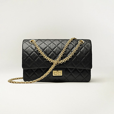 CHANEL-A37587 샤넬 블랙 빈티지 2.55 라지 플랩 백 28cm