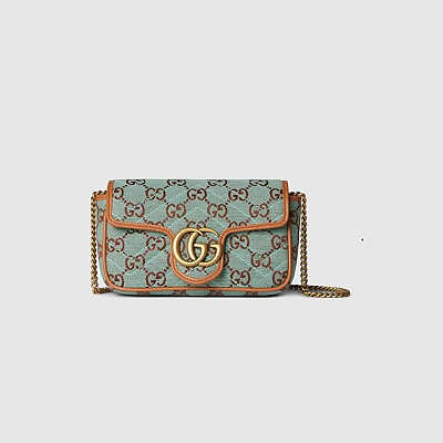 GUCCI-783124 구찌 페일 블루/브라운 GG 오피디아 수퍼 미니 숄더백 20cm