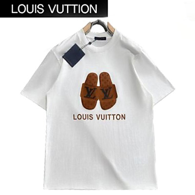 LOUIS VUITTON-05216 루이비통 블랙 슬리퍼 아플리케 장식 티셔츠 남성용