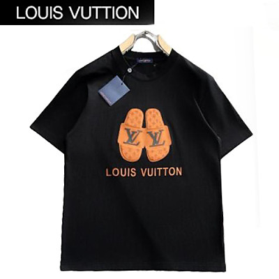 LOUIS VUITTON-05215 루이비통 화이트 슬리퍼 아플리케 장식 티셔츠 남성용