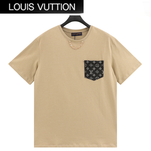 LOUIS VUITTON-05246 루이비통 베이지 메탈 체인 장식 티셔츠 남성용