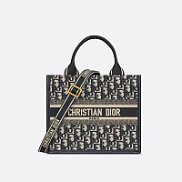 DIOR-M1324 디올 블루 Oblique 자수 Book Tote 미디엄 토드백 36.5cm