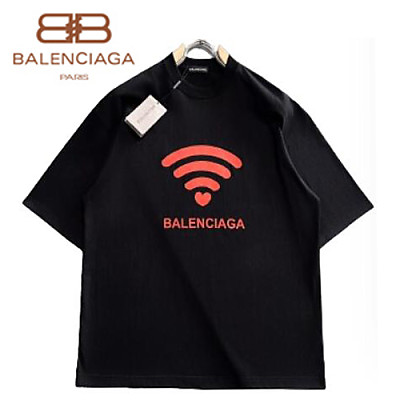 BALENCIAGA-05276 발렌시아가 블랙 프린트 장식 티셔츠 남여공용