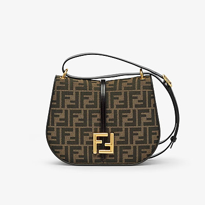 FENDI-8BS082 펜디 브라운 FF 자카드 커몬 스몰 사첼 백 21cm