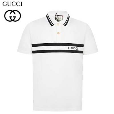 GUCCI-05308 구찌 블랙 코튼 스트라이프 폴로 티셔츠 남성용