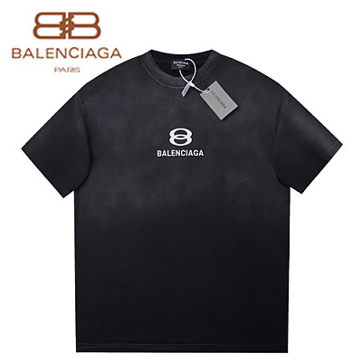 BALENCIAGA-06052 발렌시아가 화이트 프린트 장식 빈티지 티셔츠 남성용