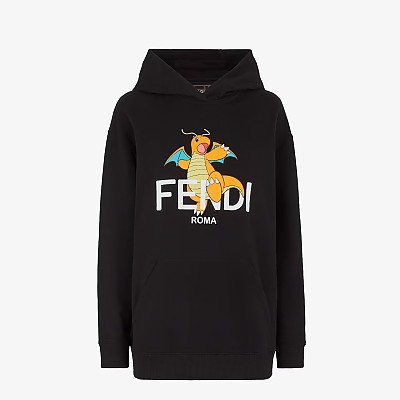 FENDI-FS9627 펜디x프라그먼트x포켓몬 블랙 코튼 남녀 후드 티셔츠