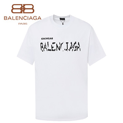 BALENCIAGA-06227 발렌시아가 화이트 프린트 장식 티셔츠 남여공용