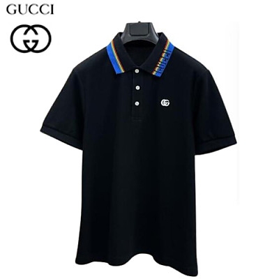 GUCCI-07033 구찌 화이트 GG 로고 디테일 폴로 티셔츠 남성용