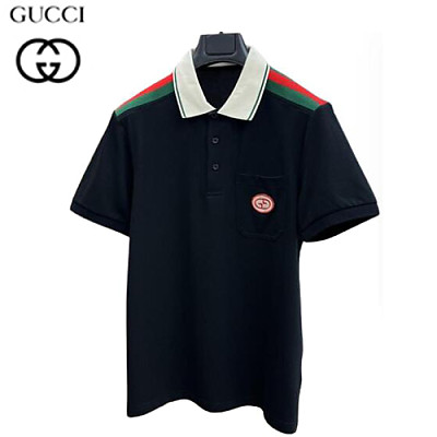 GUCCI-07037 구찌 그린 Web 스트라이프 장식 폴로 티셔츠 남성용