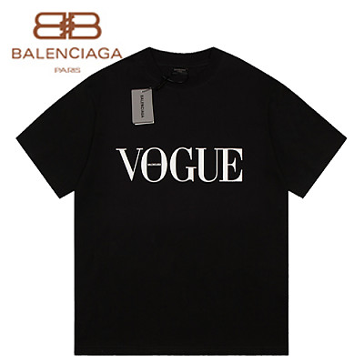 BALENCIAGA-07307 발렌시아가 라이트 그레이 VOGUE 프린트 장식 티셔츠 남여공용