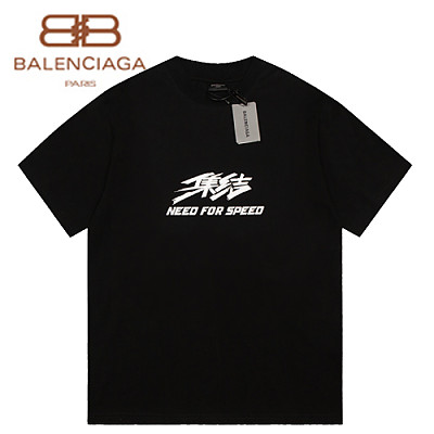 BALENCIAGA-07302 발렌시아가 라이트 그레이 프린트 장식 티셔츠 남여공용