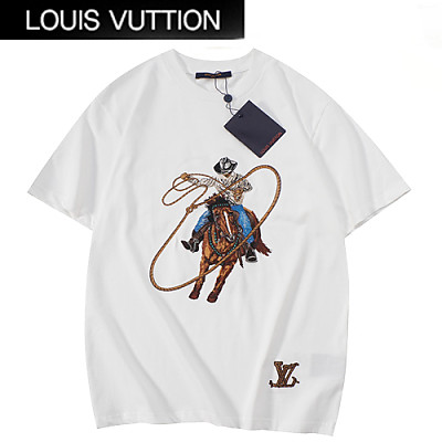 LOUIS VUITTON-07305 루이비통 화이트 프린트 장식 티셔츠 남여공용