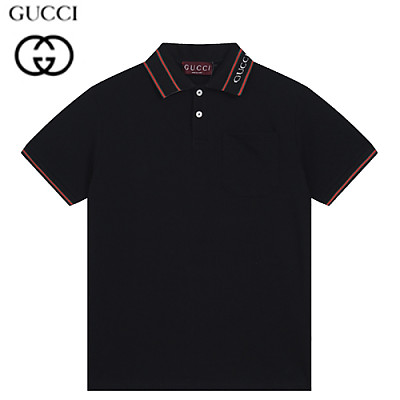 GUCCI-07297 구찌 화이트 스트라이프 장식 폴로 티셔츠 남성용