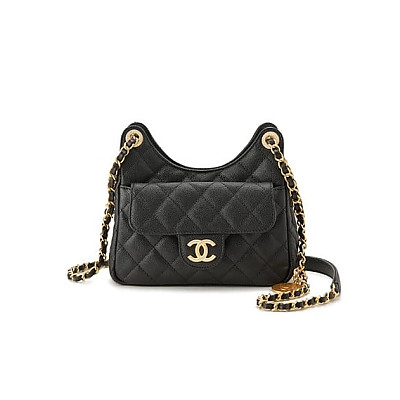 CHANEL-AS3710 샤넬 크루즈 블랙 캐비어 스몰 호보 백 17cm