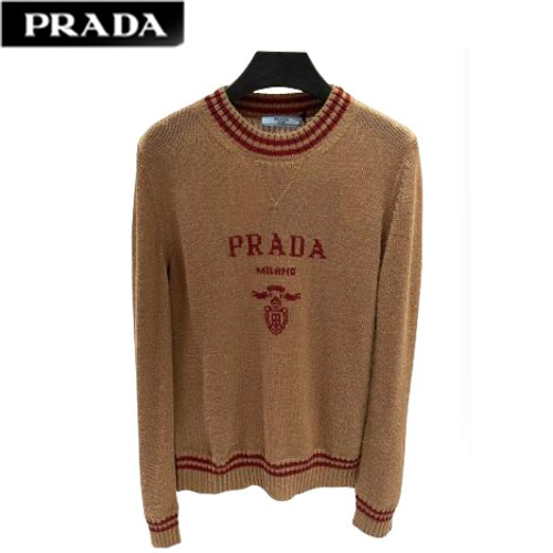 PRADA-082016 프라다 카멜/레드 니트 코튼 스웨터 여성용