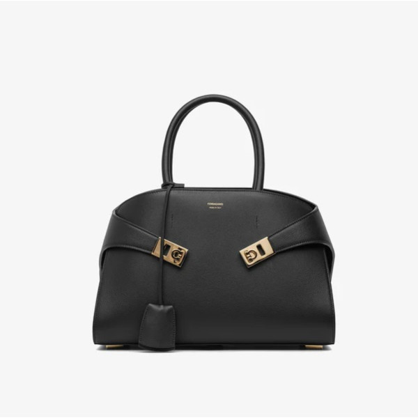 Ferragamo-페라가모 블랙 Hug/허그 스몰 레플 탑 핸들백 31.5cm - 215608_766758