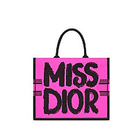 DIOR-디올 블랙/화이트 그래피티 자수 Book Tote 미디엄 숄더백 36cm - M1296ZEZD_M993