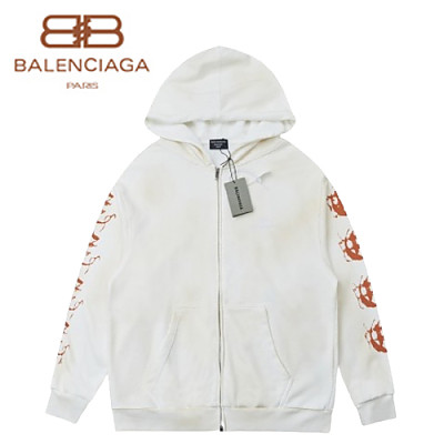 BALENCIAGA-08301 발렌시아가 화이트 프린트 장식 후드 재킷 남여공용