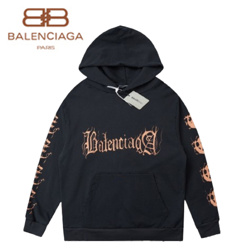 BALENCIAGA-08305 발렌시아가 블랙 프린트 장식 후드 티셔츠 남여공용