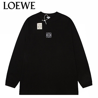 LOEWE-09029 로에베 화이트 로고 아플리케 장식 긴팔 티셔츠 남여공용