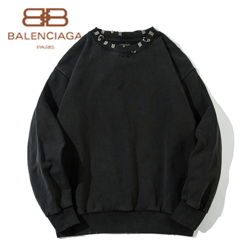 BALENCIAGA-09254 발렌시아가 블랙 메탈 트리밍 빈티지 스웨트셔츠 남성용