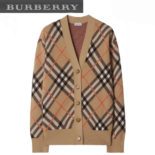 BURBERRY-80934911 버버리 샌드 체크 울 블렌드 카디건 여성용