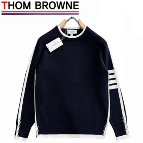 THOM BROWNE-112012 톰 브라운 네이비 스트라이프 장식 스웨터 남성용