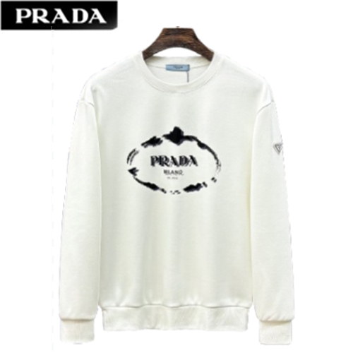 PRADA-12217 프라다 화이트 프린트 장식 기모 스웨트셔츠 남여공용