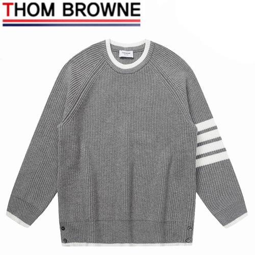 THOM BROWNE-12249 톰 브라운 그레이 스트라이프 장식 스웨터 남여공용