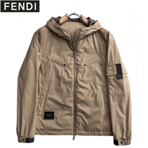 FENDI-03035 펜디 베이지 백 버그 아이 장식 바람막이 후드 재킷 남성용