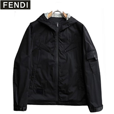 FENDI-03035 펜디 베이지 백 버그 아이 장식 바람막이 후드 재킷 남성용