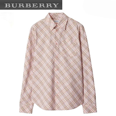 BURBERRY-80982521 버버리 샌드 체크 코튼 셔츠 여성용