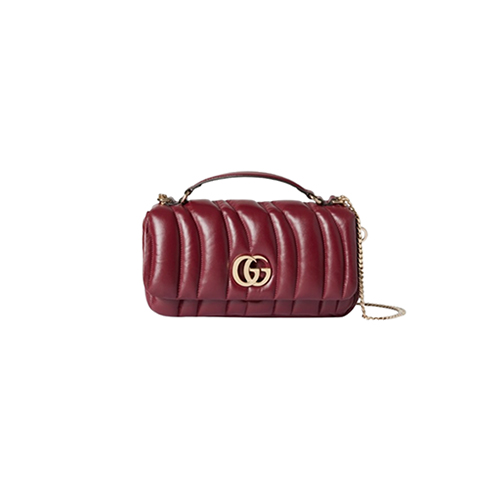 GUCCI-806016 6207 구찌 레드 패딩 퀼티드 레더 GG 밀라노 스몰 탑 핸들백