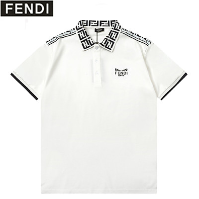 FENDI-040112 펜디 화이트 FF 스트라이프 장식 폴로 티셔츠 남성용