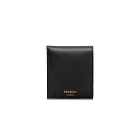 [스페셜오더]PRADA-2MO513 프라다 사피아노 블랙 에나멜 메탈 로고 반지갑